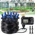 HIRALIY 59FT Greenhouse Misting Drip Irrigation Kit with Water Timer, Quick Connector Design Garden Watering System, Automatic Irrigation System with Tubing, Nozzles for Hanging Plants, Raised Bed