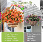 Waipfaru Artificial Flowers for Outdoors, Fake Plants Outside Spring Decoration, 12 Bundles Silk Faux Plants UV Resistant Faux Flowers for Summer Planter Porch Patio Outside Yard Garden Decor