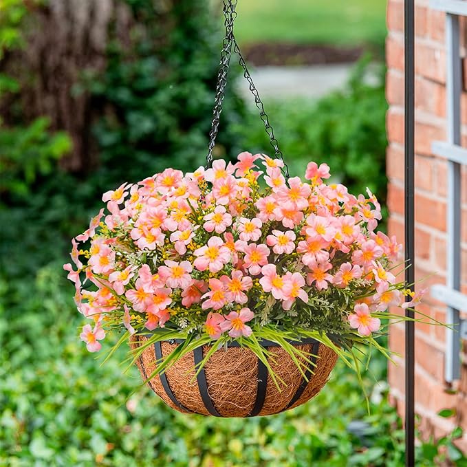 36pcs Faux Plants Outdoor, Uv Resistant Artificial Plants Outdoor Fake Flowers Plants Plastic Greenery Shrubs for Outside Window Box Garden Patio Porch Home Decor (Mixed Pink)