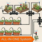 240FT Drip Irrigation System for Garden: 30 Nozzles 1/2" PE Tubing Automatic Watering Kit Adjustable Misting Sprinkler Mister 1/4" Hose for Water Plants Tape Raised Beds Lawn Outdoor Greenhouse