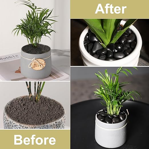 Black River Pebbles for Vases 3/8-3/4Inch Pebbles for Indoor Plants Gravel Rocks for Crafts River Rocks 11LB Pebbles Decorative Stones for Plants Outdoor