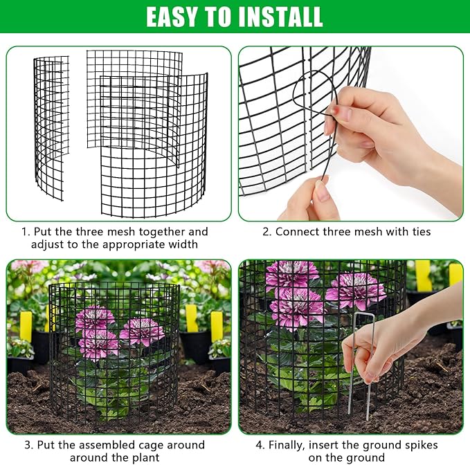 5 Pack Plant Protector from Animals, 13x12 inch Wire Plant Cages Mesh Plant Cage Garden Plant Protector, Sturdy Bunny Barricades Chicken Wire Cloche Plant Protectors for Keeping Bunny Animals Out