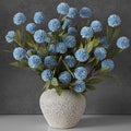 VIERENA 6 Pcs Faux Silk Pompon Mum Artificial Flowers for Vase -27", Bulk Fake Chrysanth Branches with Stems for DIY Bouquet Centerpieces Wedding Fillers Arrangements Shower Decorations (Dusty Blue)