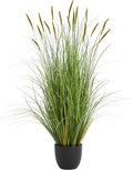 KOL 4ft Artificial Cattail Grass, 47.2in Artificial Indoor Outdoor Fake Onion Plant, Home Office Decor Floor Plants & Flowers in Pot Faux Plant Greenery, Housewarming Gift Reed Grass, Green