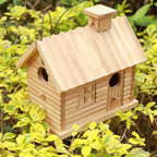 STARSWR Bird House Outside,Outdoor Bird Houses, Natural Wooden Bird Hut Clearance 2 Hole Bluebird Finch Cardinals 2 Rooms Hanging Birdhouse for Garden Viewing