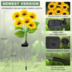 EDOF 2 Pack with 12 Sunflower Solar Lights Outdoor Garden Decor,Solar Flowers Lights Waterproof,Sunflowers Gifts for Mom Women Grandma Birthday,Decorative Stakes Lights for Landscape Yard Patio Lawn