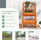 S AFSTAR 2 Tier Raised Garden Bed with Trellis, Wooden Planter Box with Diamond Lattice Trellis, Elevated Planter Bed for Vine Climbing Plants Flowers, Rise Garden Bed for Yard Balcony Patio, Orange
