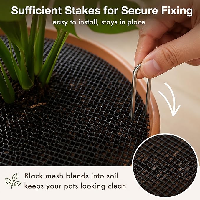 Cuttable Plant Pot Grids - 4 Pcs 15.7" No Pre-Cut Hole Soil Covers Protectors from Animals, Indoor Round Flower Planter Pots Mesh for Outdoor Garden Plants