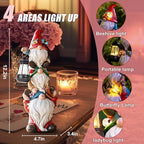 twinbling Garden Gnome Statue with Solar Lights Garden Sculptures Funny Triple Gnome Outdoor Patio Lawn Yard Balcony Home Decor Birthday Gift for Mom Woman Grandma 12 in Summer Gnomes