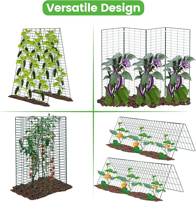 Foldable Cucumber Trellis - 2 Pack, 48" L x 34" W A-Frame Trellis, Climbing Plants Support Raised Bed Trellis with Twist Ties & Plant Bags for Outdoor Yards Gardens