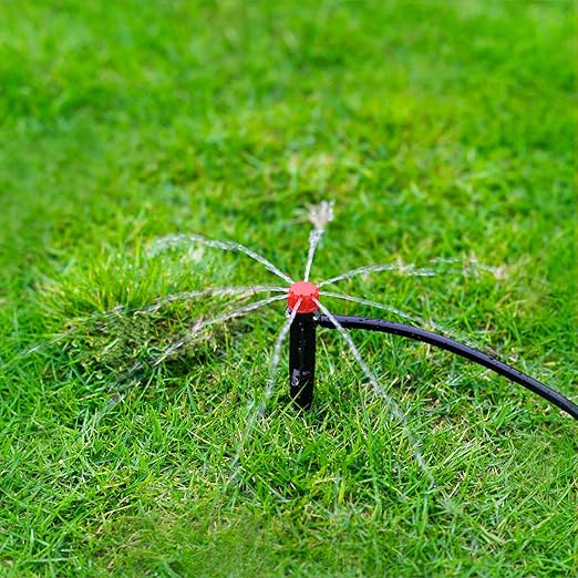 100pcs Drip Irrigation Emitters for 1/4" Drip Irrigation Tubing,Adjustable 360 Degree Water Flow Drippers on 5" Arrow Stake, Garden Irrigation Drippers for (4-7mm) Watering System Kit