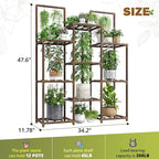 EnHomee Plant Stand Indoor Tall Plant Stand Outdoor Large Wood Plants Shelf with 10-12 Pots for Patio, Living Room, Garden, Balcony, 34.2 Wx47.6 Hx11.78 D