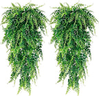 Sggvecsy 8 Pack Artificial Hanging Plants Fake Hanging Plant Faux Hanging Boston Ferns Fake Ivy Vines Greenery UV Resistant Plastic Plants for Indoor Outdoor Room Wall Wedding Patio Porch Decor