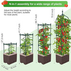 Raised Garden Bed Planter Boxes with Trellis,1pcs 70.9" Self-Watering Tomato Planter Boxes with Trellis for Climbing Vegetables Plants Flowers Tomato,Use for Indoor Outdoor (Brown)
