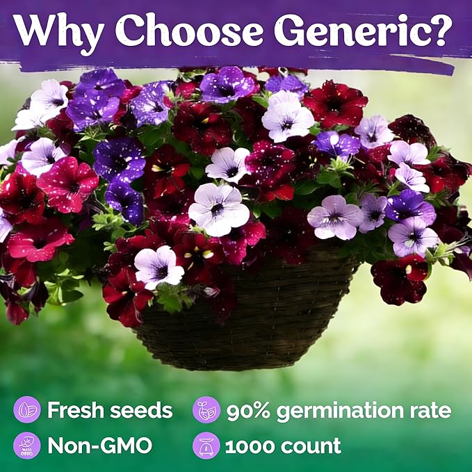 Night Sky Petunia Seeds for Planting,1000+ Mixed Rare Starry Sky Ipomoea Flower Seeds, Trailing Plant, Heirloom Non-GMO Petunia Seed for Home Garden