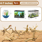 Jorewood Natural Small Spiderwood Driftwood for Aquarium Decor Rptile Fish Tank Decoration Assort Branch 4-7'' 8 Pcs