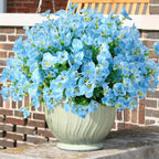 Artificial Flowers for Outdoor, UV Resistant Fake Silk Pansies Flowers, Realistic Faux Plants for Outside Indoor Porch Patio Window Box Planter Home Decor (16, Blue A)