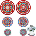 Nuanchu 6 Pcs Boho Plant Pot Coasters 3 Sizes 3.94" 5.9" 7.87", Rubber Absorbent Non-Slip Pot Plant Round Mat Gardening Indoor Outdoor Flower Protect Mat for Table Desk Floor, Colorful