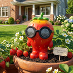 Solar Garden Statue,Cute Outdoor Statue with LED Light, Outdoor Decor for Patio,Balcony,Yard,Lawn Ornament,Birthday Gifts for Mom Grandma (Strawberry)