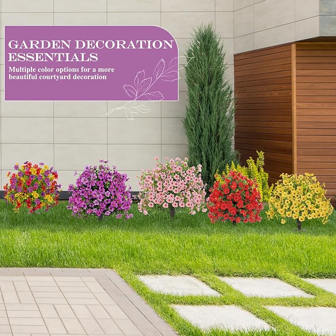 23" Set of 2 Artificial Boxwood Topiary Ball with Violet Flowers with Spikes for Outdoor , UV Resistant Faux Greenery Shrubs, Realistic Fake Bushes Plants for Garden, Yard, Front Porch, Patio Decor