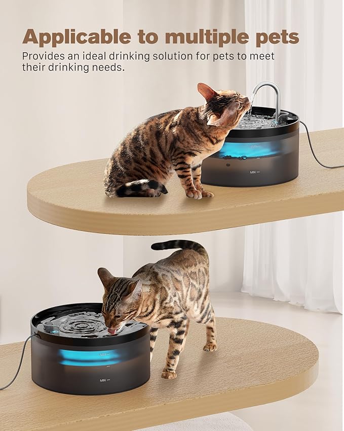 Cat Water Fountain: 108oz/3.2L Cat Fountain Super Silent Pet Water Fountain | Water Fountains for Cats Indoor - Faucet Cat Fountain- Suitable for Cats and Dogs - With 6 Filters & 3 Sponges