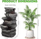 Solarbloom Outdoor Water Fountain with LED Lights, 5-Tier Spiral Cascading Stacked Waterfall Fountain Freestanding Resin Water Feature for Patio, Garden, Backyard, Deck