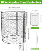 Kalolary 10 Packs Plant Protectors from Animals, 20'' x 14 Large Wire Plant Cage Metal Garden Plant Protection Chicken Wire Cloche with Stakes for Keeping Bunny Squirrels & Pets Out