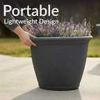 Sunnydaze 20-Inch Anjelica Large Plastic Pot for Plants - Outdoor Double-Walled Large Plastic Planter with Drillable Drainage Holes - Slate
