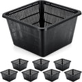 8 Pcs Aquatic Plant Baskets for Hydroponics Water Garden Plant Pots Black Plastic Mesh Basket 9 x 9 x 5.2 Inch Square Pond Containers for Island Live Aquarium Botany Flowers