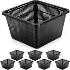 8 Pcs Aquatic Plant Baskets for Hydroponics Water Garden Plant Pots Black Plastic Mesh Basket 9 x 9 x 5.2 Inch Square Pond Containers for Island Live Aquarium Botany Flowers