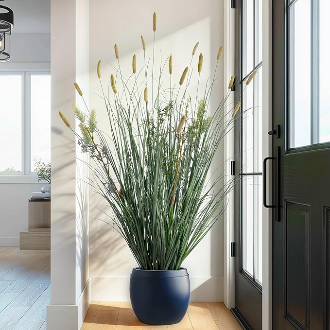 2 Pack Lifelike Faux Plastic plantas Synthetic Pampas Grass Indoor Outdoor Realistic Floor Plants pet Friendly Artificial Grass for Home Office Wedding Patio Fake Grass Decor Housewarming Gift