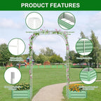 SUNYRISY Galvanized Raised Garden Bed with 87" H Arch Trellis for Climbing Plants Outdoor, Metal Planter Box with Netting for Gardening Flowers Vegetables Fruit, Green