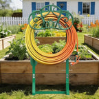 Garden Hose Holder with 2 Tool Hooks Heavy-Duty Freestanding Water Hose Holder Holds 160Ft Hoses, Rustproof Freestanding Hose Stand with 4 Spikes Hose Hanger Storage Rack for Outside, Yard, Lawn