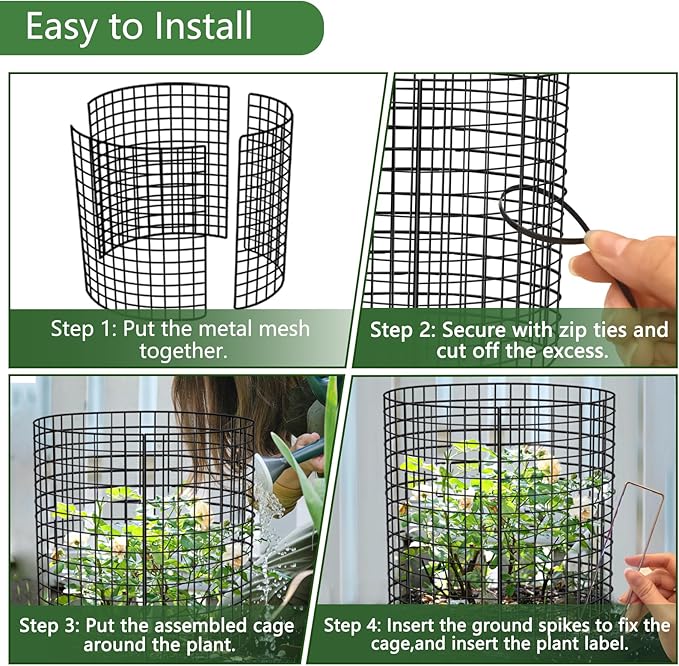 18 PCS Plant Protector from Animals,13.5" Dia x 14" H Pre-Bent Wire Plant Protectors, Metal Plant Cages for Outdoor Plants Plant Cage & Supports Keep Animals Out Garden