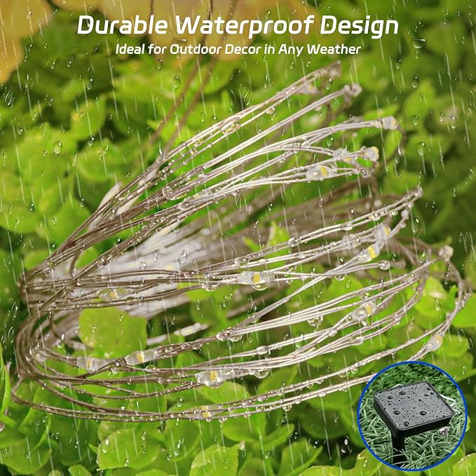 Solar Fairy Lights Outdoor, 16.4ft 50LED Red String Lights with 8 Modes, 2 Pack for Patio & Garden Decorations