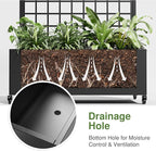 Casaphoria Metal Raised Garden Bed with Trellis and Wheels, 72"x35"x16" Arched Planter Box for Climbing Plants, Vegetables & Vines, Features Drainage Holes and Privacy Screen (Black-Grid)
