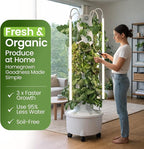 HX Aeroponic Tower | High Capacity Tower | Hydroponics Growing System Kit | Food Grade with 40 Net Pots (with LED Grow Lights)