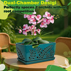 Ceramic Orchid Pot, 10 Inch Orchid Pots with Holes, Premium Thickened Handmade Glazed Pot for Orchidaceae Plants, Indoor Outdoor Decorative Flower Pots for Easy Repotting