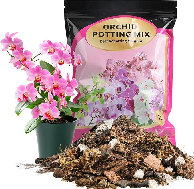 Orchid Potting Mix with Orchid Bark 1QT - New Upgraded Formula for Superior Drainage & Breathability | Premium Soil for Healthy Roots