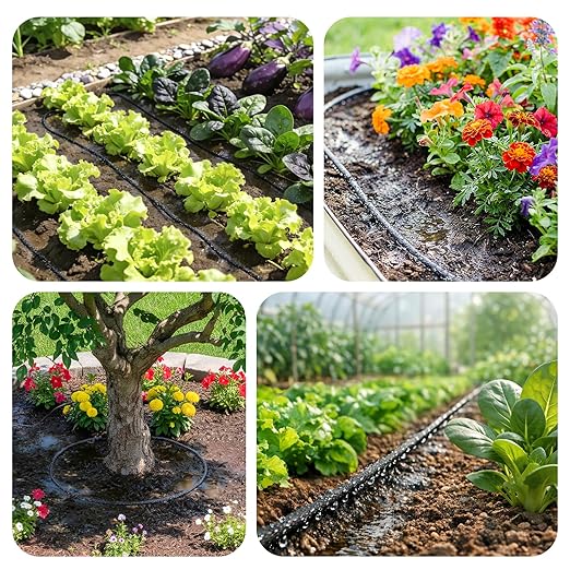 Upgraded 230FT Drip Irrigation System with 1/4" Soaker Hose -Weeping Technology for Deeper Root Watering,Garden Watering System for Raised Beds, Greenhouse, Lawn - Save 70% Water
