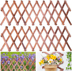 2 Pack Expandable Wooden Lattice Fence, Garden Trellis for Climbing Outdoor Plants, Stretchable Panel Wall Trellis Vertical Rack Wood Frame Patio Decorative for Vine Ivy Rose