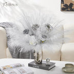 50PCS Pampas Grass Decor, 17" Silver Pampas Grass, Fluffy Small Pampas Grass for Vase Filler Home Wedding Wall Table Party Decoration