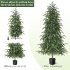 5FT Real Touch Cedar Topiary Trees for Front Porch Decor, Artificial Shrubs Faux Plants Potted UV Resistant Fake Greenery for Outdoor Indoor Door Garden Farmhouse Home Decoration (Set of 2)
