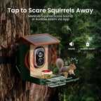 Smart Bird Feeder with Camera Solar Powered 2K HD Video, 10,000+ Species AI Recognition, Real-Time App Alerts, and Weatherproof Design for Effortless Birdwatching, Gift for Father's Day, Green Brown