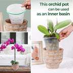 T4U Orchid Pot, 6 Pack 6.3 Inch Orchid Pots with Holes and Saucers, Clear Orchid Pots for Repotting, Plastic Flower Plant Pot for Indoor Outdoor Plants, Slotted Orchids Planter for Root Health