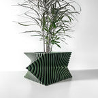 Aeon Twist Modern Planter – Black Sculptural Plant Pot for Indoor Decor Geometric Design with Drainage – Unique Home Accent for Living Room, Office, or Shelf (Green, Compact Structure: 6" x 4" WH)