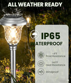 Beau Jardin 4 Pack Solar Pathway Lights White+ Color Changing Stainless Steel 3 Mode Outdoor Multicolor Metal Solar Powered Waterproof Glass for Garden Landscape Path Yard Walkway Driveway Silver