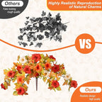 Ammyoo Artificial Fake Fall Flowers with Hanging Basket Plants for Outdoor Decoration, Silk Faux Flower UV Resistant Petunias for Home Porch Patio Garden Balcony Yard Decor Real Looking(Orange White)