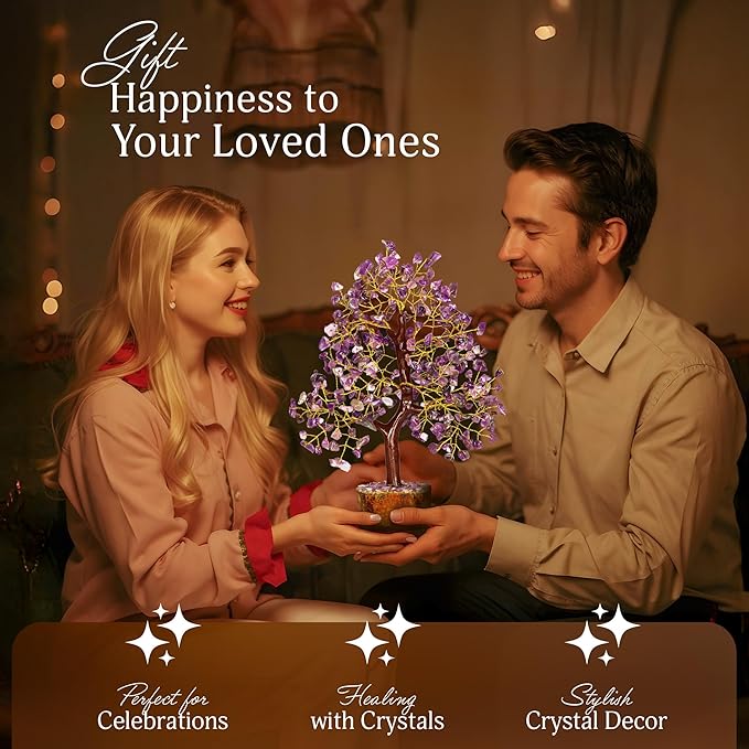 Amethyst Crystal Tree - Bonsai Trees, Balancing Tree, Crystal Gifts for Women, Crystal Tree for Positive Energy, Crytals and Gemstones, Crystals Gifts