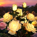 GIGALUMI Solar Lights Outdoor for Garden Decor, 3 Pack Solar Flower Lights Waterproof, 2 Lighting Modes 9 Roses for Pathway,Yard, Patio Decoration, Gardening Gifts for Women (Yellow)